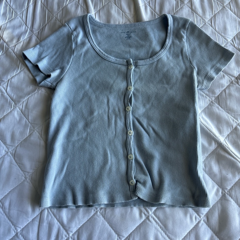 Brandy Melville Sky Blue Ribbed Top